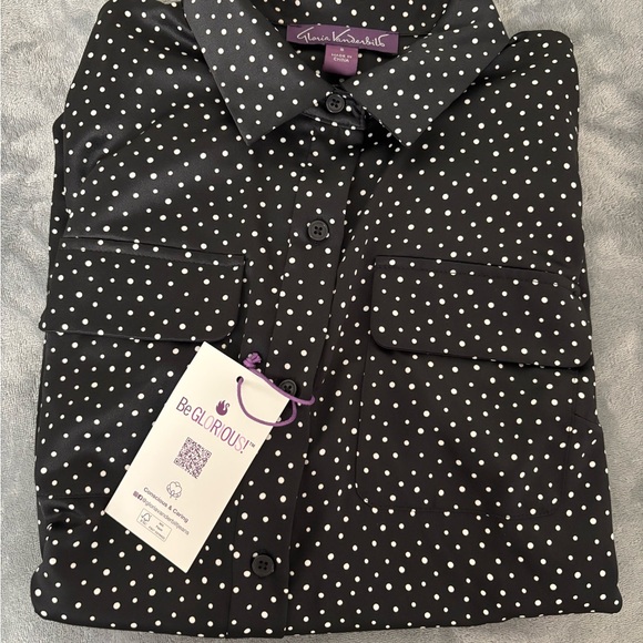 Gloria Vanderbilt Black and White Polka Dot women’s Shirt. - Picture 16 of 16